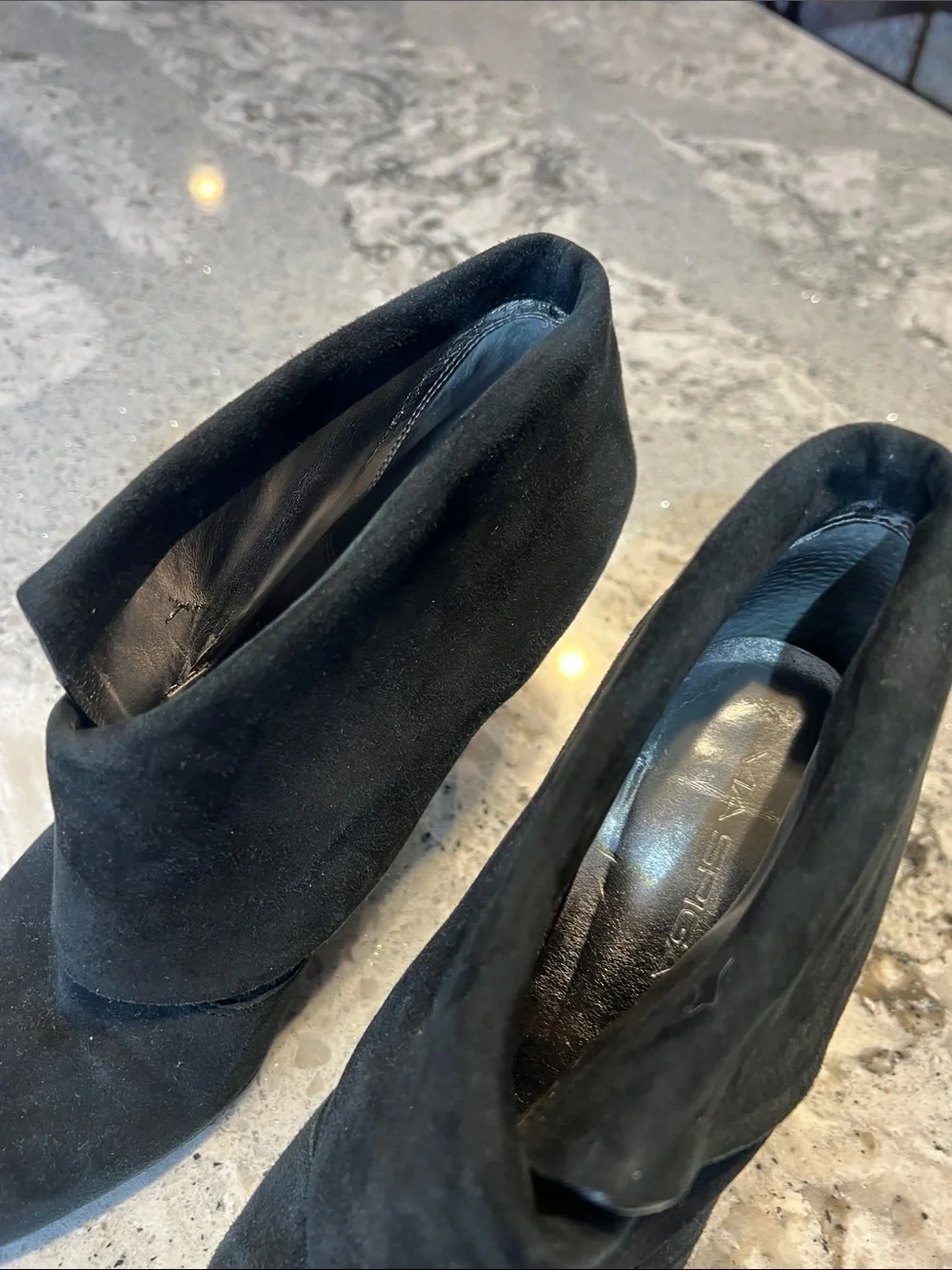 Via Spiga Suri Black Suede Foldover Cuff Ankle Booties - Size 8 EUC